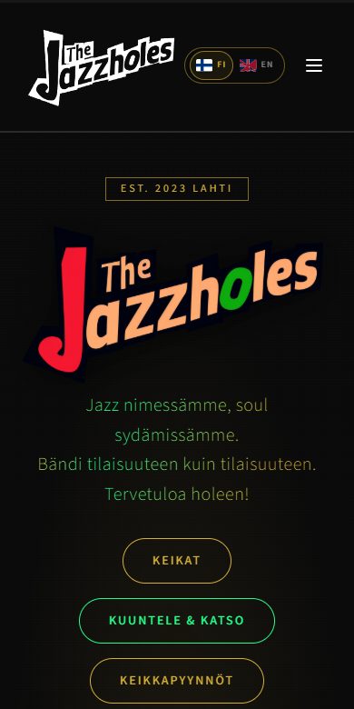 The Jazzholesin sivusto puhelimen näytöllä