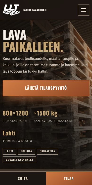 Lahen Lavatukun sivusto puhelimen näytöllä